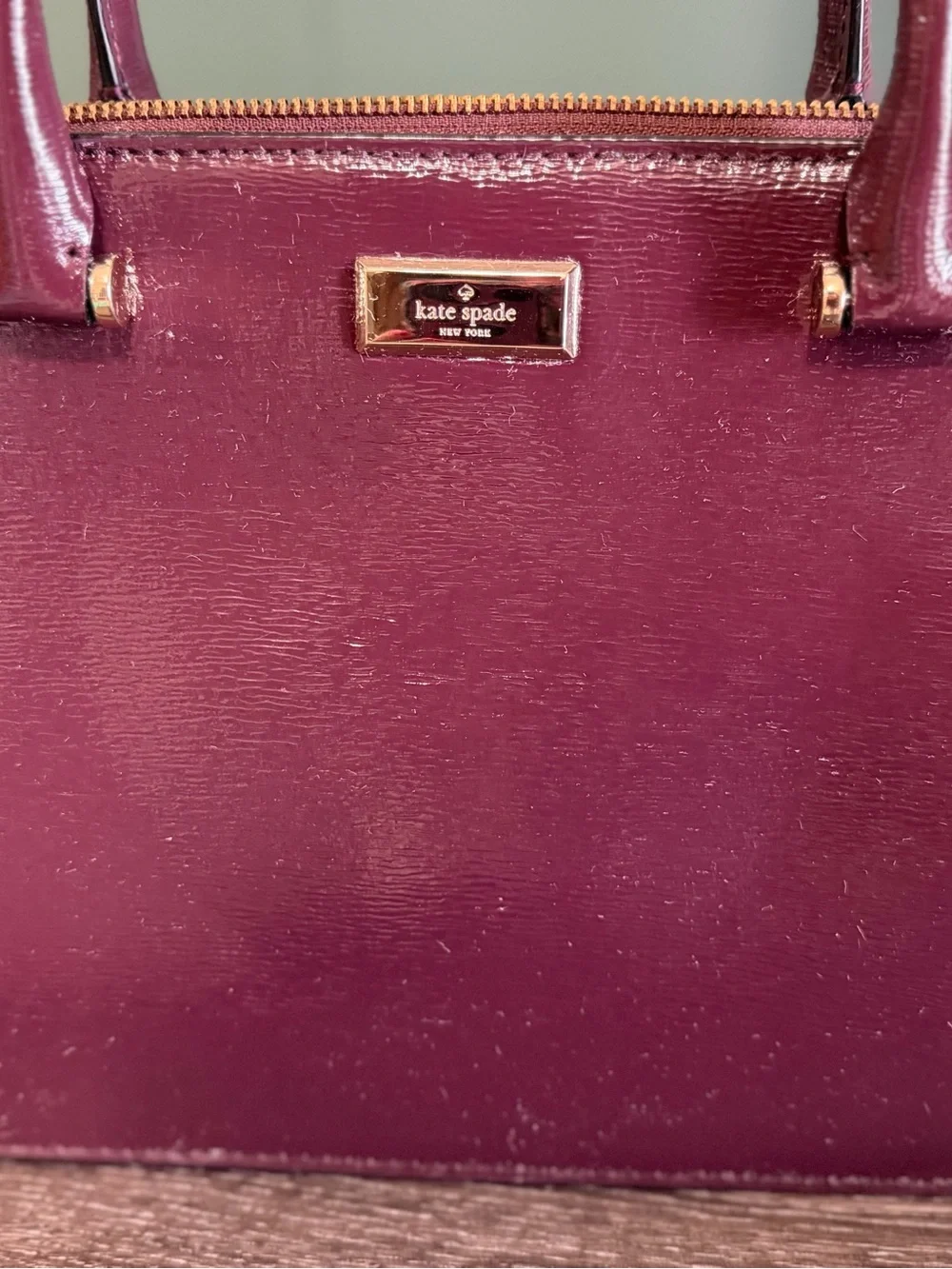 Kate Spade patent leather satchel in Mahogany